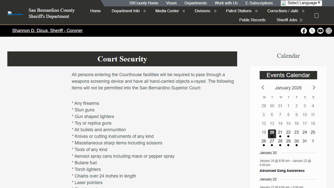 Court Security – San Bernardino County Sheriff's Department